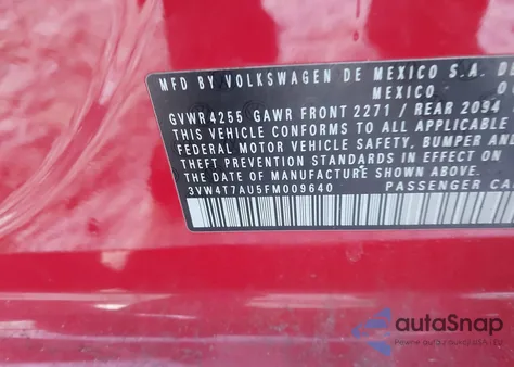 2015 Volkswagen Golf Gti 2.0T Se 4-Door from USA, damaged, VIN 3VW4T7AU5FM009640